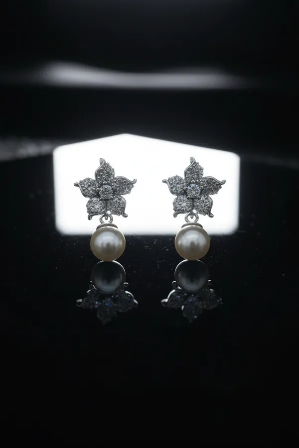 Pearl_Drop_Earrings_With_Crystal_Flower_Studs